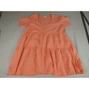 A New Day Blouson Top Ladies XXL Orange Waffled Short Sleeve Summer Lightweight